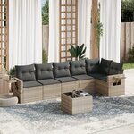 vidaXL Salon de jardin avec coussins 7 Pièces gris clair résine tressée