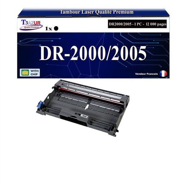 Kit Tambour compatible avec Brother DR2000  DR2005 pour Brother MFC7220  MFC7225N  MFC7420  MFC7820  MFC7820N - 12 000 pages - T3AZUR