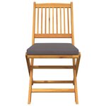 vidaXL Chaise pliante 2 Pièces Gris 49 x 57.5 x 92cm Bois d'acacia massif