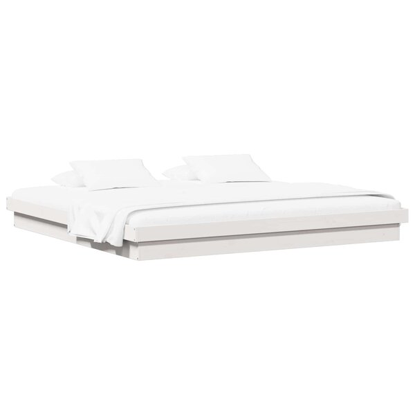 vidaXL Cadre de lit Blanc 200 x 200 cm Pin massif