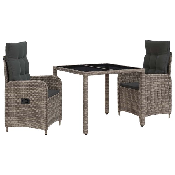 vidaXL Ensemble de repas extérieur 3 Pièces Gris clair et gris foncé