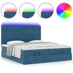 VidaXL Cadre de lit ottoman avec matelas bleu foncé 180x200 cm velours