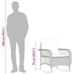 vidaXL Chaise à bascule de jardin avec coussins gris clair poly rotin