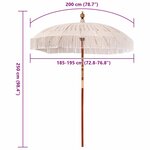 vidaXL Parasol Crème (185-195) x 250 cm Coton et bois massif