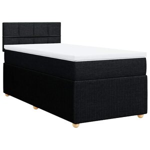vidaXL Sommier à lattes de lit avec matelas Noir 90x190 cm Tissu