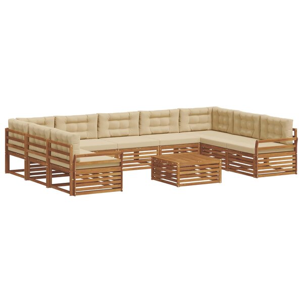 vidaXL Ensemble de canapés d'extérieur 10 pc Naturel et Beige