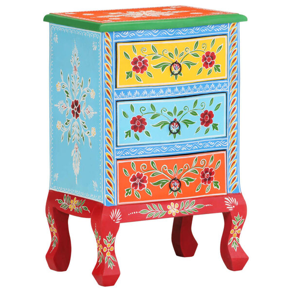 vidaXL Table de chevet peinte à la main 40x30x60 cm Bois de manguier