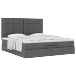VidaXL Cadre de lit ottoman avec matelas gris foncé 180x200 cm tissu