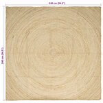 vidaXL Tapis Naturel et Blanc 240 x 240 cm Jute