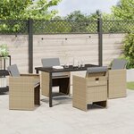 vidaXL Ensemble de salle à manger de jardin 5 pièces avec coussins en rattan poly beige