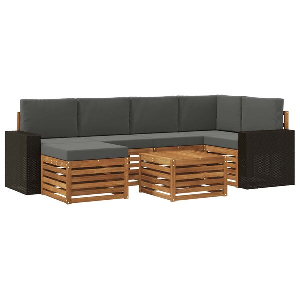 vidaXL Ensemble de canapés d'extérieur 7 pc Naturel et Anthracite
