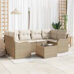 vidaXL Ensemble de canapé de jardin 7 Pièces Beige 55 x 55 x 37 cm