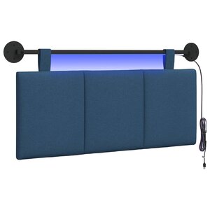vidaXL Tête de lit suspendue Avec lumière LED Bleu Tissu