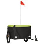 vidaXL Remorque de vélo noir et vert 45 kg fer