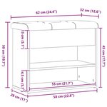 vidaXL Banc à chaussures chêne artisanal 62x32x50 cm bois d'ingénierie