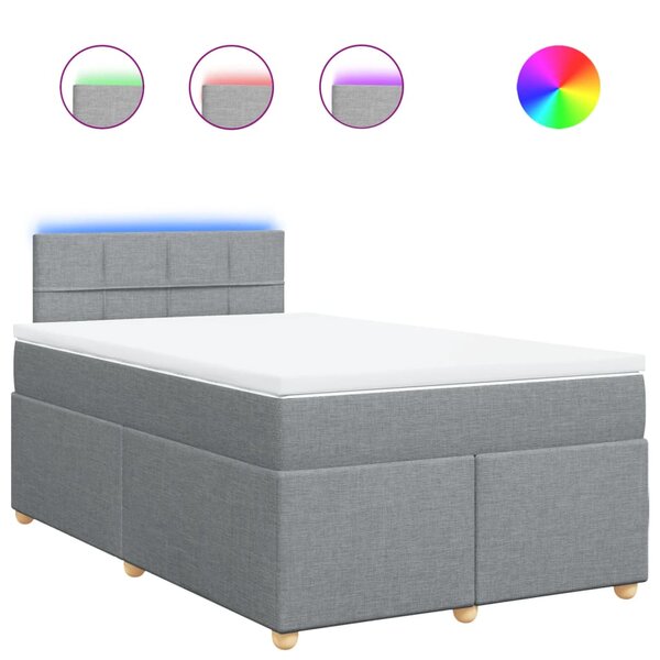 vidaXL Sommier à lattes de lit avec matelas Gris clair 120x200cm Tissu