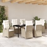 vidaXL Ensemble de jardin 7 pièces avec coussins Beige Poly Rattan