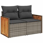 vidaXL Salon de jardin avec coussins 7 Pièces gris résine tressée
