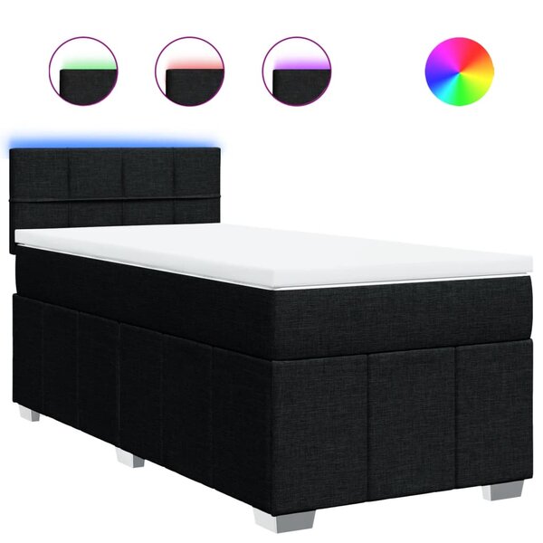 vidaXL Sommier à lattes de lit avec matelas Noir 100x200 cm Tissu