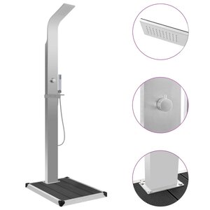 vidaXL Douche d'extérieur avec receveur de douche WPC Acier inoxydable