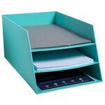 Corbeille À Courrier Combo 3 Niveaux Carton Teksto - Vert D'eau - X 4 - Exacompta