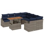 vidaXL Ensemble de canapé de jardin 9 Pièces Gris Poly rotin