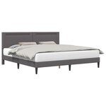 vidaXL Cadre de lit avec bandes LED Gris 200 x 200 cm Simili cuir