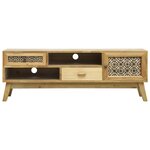 vidaXL Meuble TV Marron sculpté 120x30x42 cm Bois