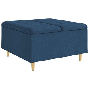 vidaXL Pouf de rangement avec coussin Bleu 80 x 80 x 45 cm tissu