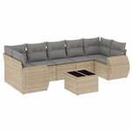 vidaXL Salon de jardin avec coussins 8 Pièces beige résine tressée
