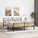 vidaXL Cadre de lit en métal sans matelas chêne sonoma 183x213 cm