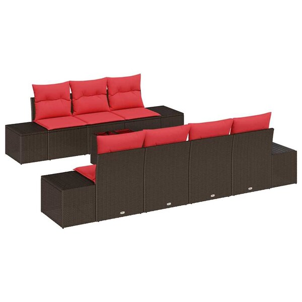 vidaXL Ensemble de canapé de jardin 8 Pièces Marron polyrotin