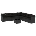 vidaXL Salon de jardin 10 Pièces avec coussins noir résine tressée