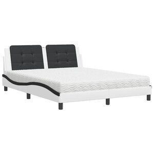 vidaXL Lit avec matelas Zadar blanc et noir 160x200 cm similicuir