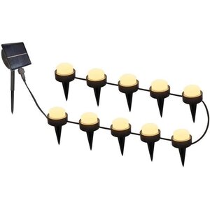 10 mini-spots lumineux solaires à piquer SOLIRAY - 12 m - LED blanc chaud - Balisage allée