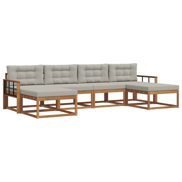 vidaXL Ensemble de canapés d'extérieur 6 pc Gris Naturel et Clair