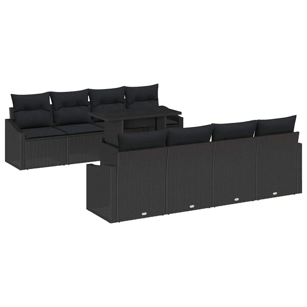 vidaXL Ensemble de canapé de jardin 7 Pièces Noir 100 x 55 x 73 cm
