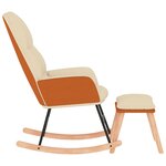 vidaXL Chaise à bascule avec tabouret Blanc crème Tissu