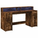 vidaXL Bureau et lumières LED chêne fumé 160x55x91cm bois d'ingénierie