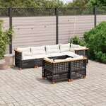 vidaXL Salon de jardin 7 Pièces avec coussins noir résine tressée