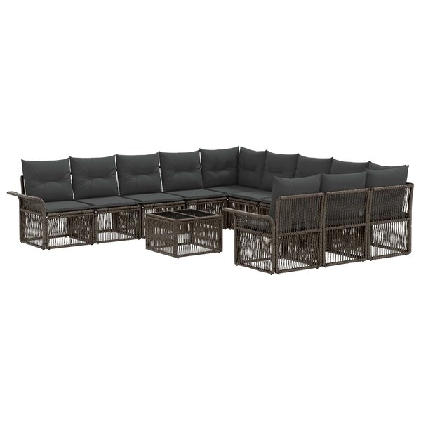 vidaXL Ensemble de canapé de jardin 12 Pièces Gris polyrotin