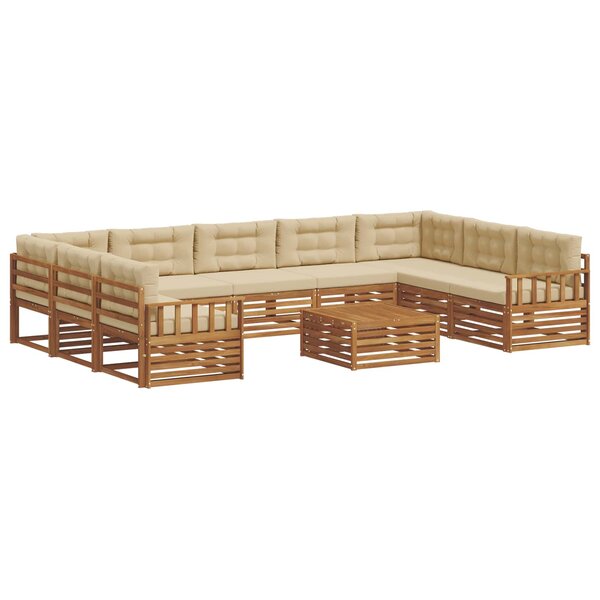 vidaXL Ensemble de canapés d'extérieur 10 pc Naturel et Beige