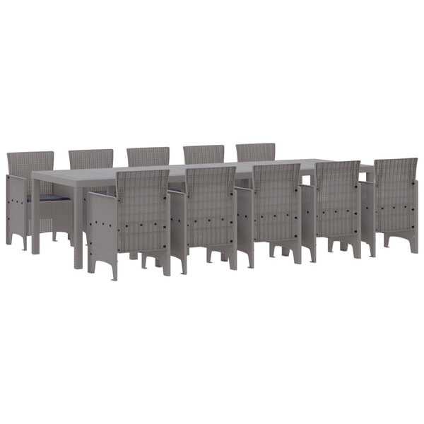 vidaXL Ensemble de salle à manger de jardin 11 pièces avec coussins en rattan synthétique gris clair