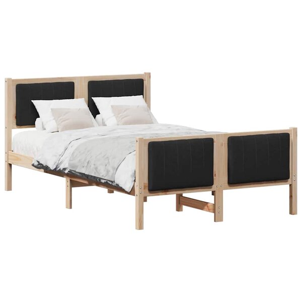 vidaXL Cadre de lit Marron et noir 120 x 200 cm Bois massif en pin