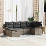 vidaXL Ensemble de canapé de jardin 6 Pièces Gris 242.5 x 132.5 x 85 cm