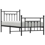 vidaXL Cadre de lit métal sans matelas avec pied de lit noir 90x190 cm