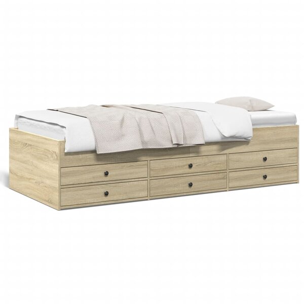 vidaXL Lit de jour avec tiroirs sans matelas chêne sonoma 90x200 cm