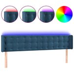 vidaXL Tête de lit à LED Bleu foncé 163x16x78/88 cm Velours