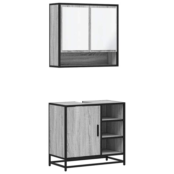 vidaXL Ensemble de meubles de salle de bain 2 Pièces Sonoma gris