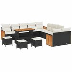 vidaXL Ensemble de canapé de jardin avec coussin 14 Pièces Noir et crème